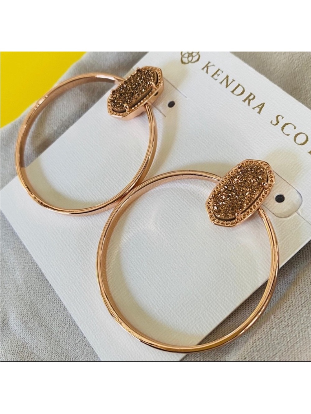 Kendra Scott Rose Gold Druzy Hoop Earrings NWT Mayra
